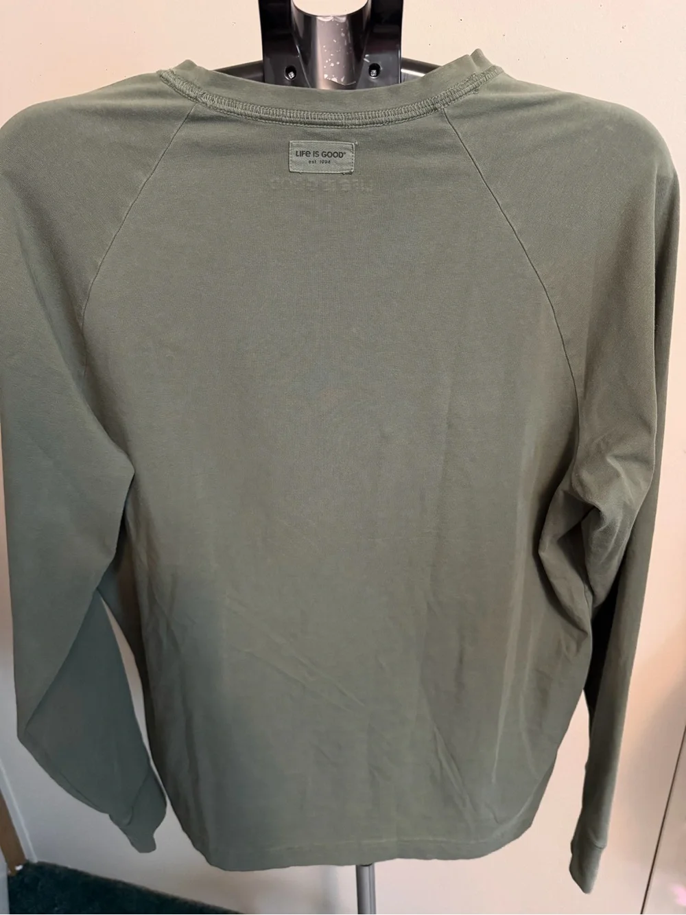 Life is Good Linear Mountains Long Sleeve Tee in the colorway Moss Green.
